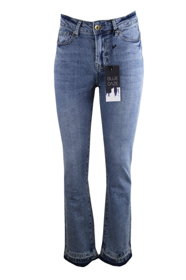 Summum washed denim met flared leg.