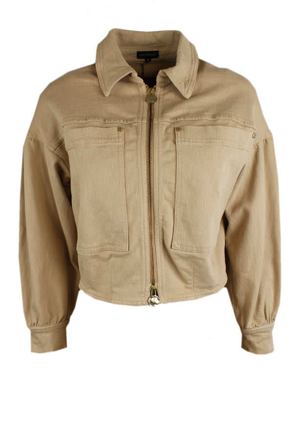 Caroline Biss blazer met een goudkleurige rits.