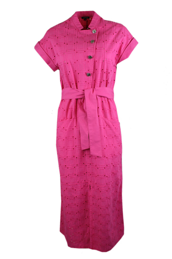Caroline biss roze jurk met broderie.