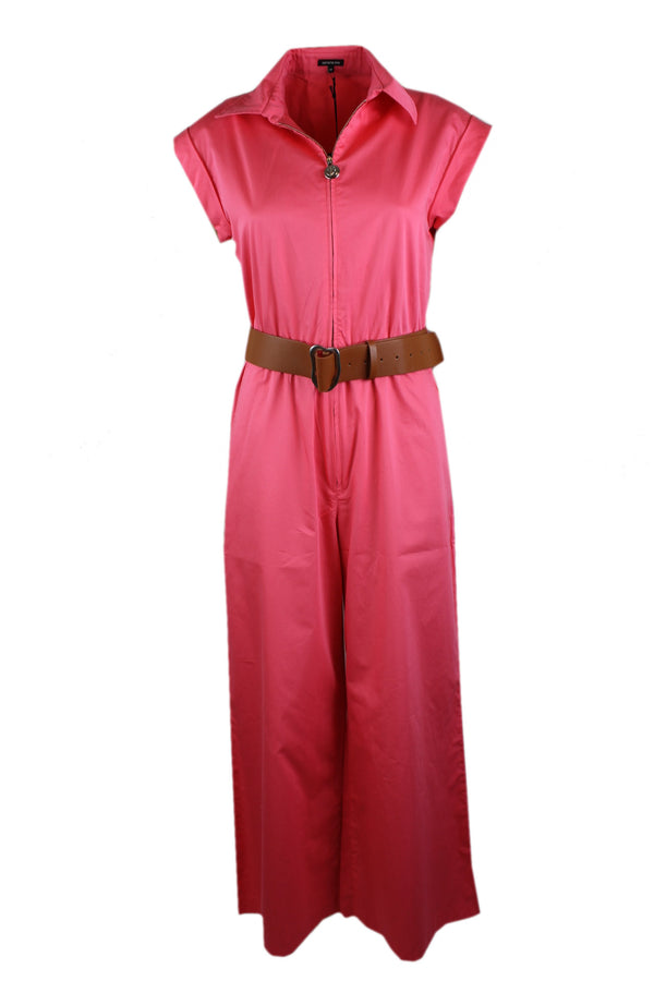 Caroline Biss jumpsuit met ruime pijpen, verkrijgbaar in roze en roestbruin.