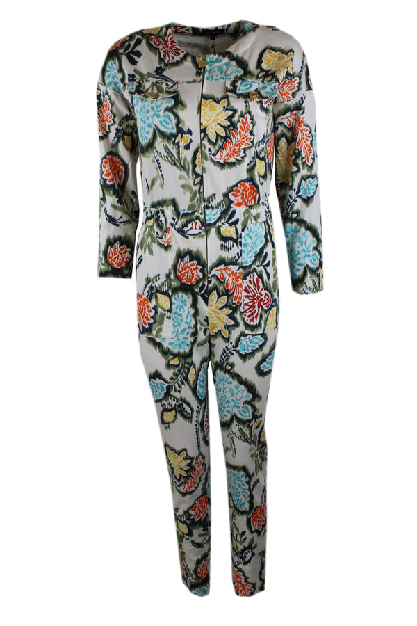 Caroline Biss jumpsuit met een goudkleurige rits.