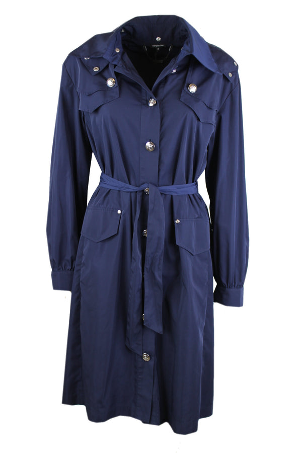 Caroline biss trenchcoat, verkrijgbaar in de kleuren: Donkerblauw en Zeegroen.