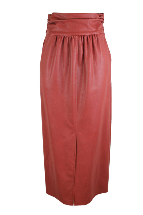 Caroline Biss leatherlook rok, verkrijgbaar in zwart en bruin.