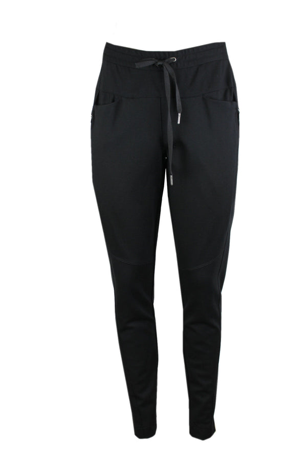Summum casual broek met smalle pijpen, verkrijgbaar in black, ivory en ivy green.