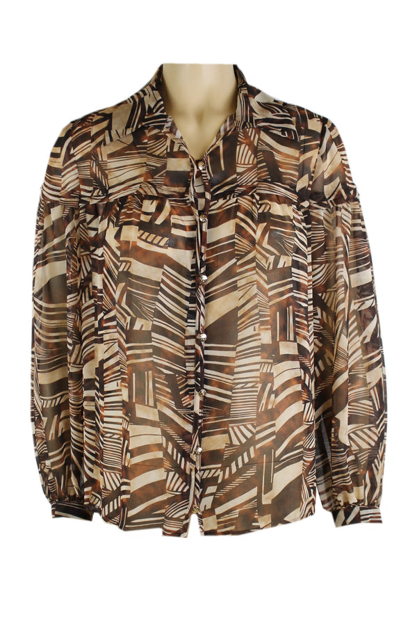 Caroline Biss blouse met goudkleurige lusknoopjes.