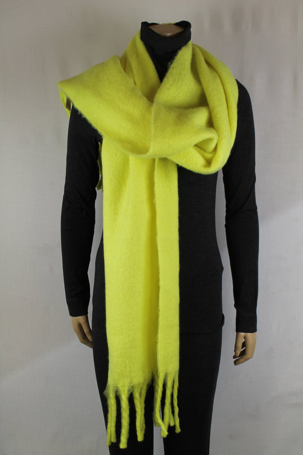 Vero Moda neon yellow sjaal met franje.