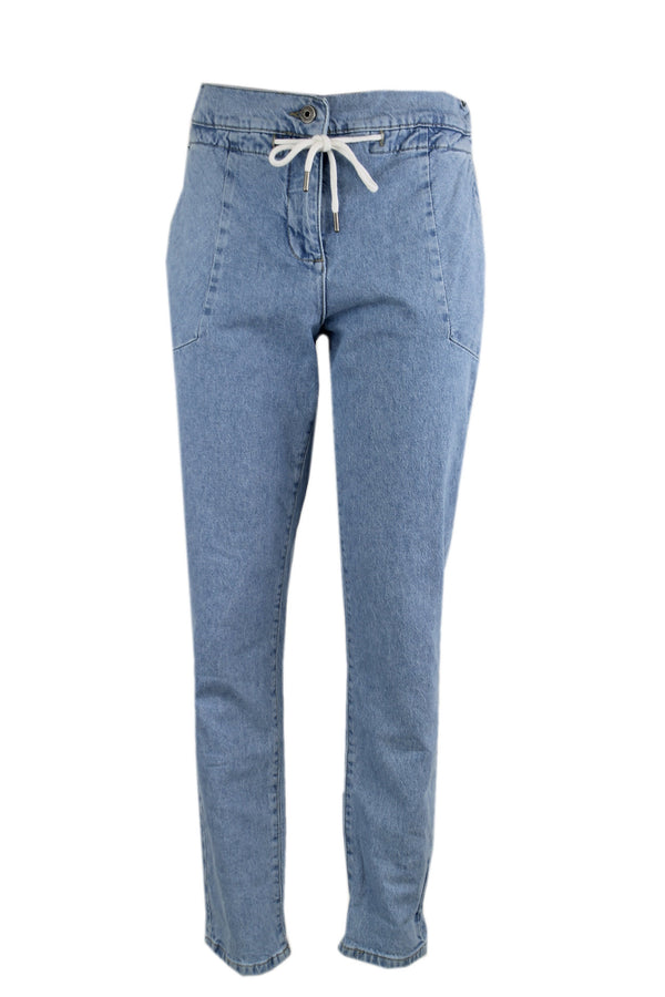 Sandwich baggie jeans met een trekkoord.