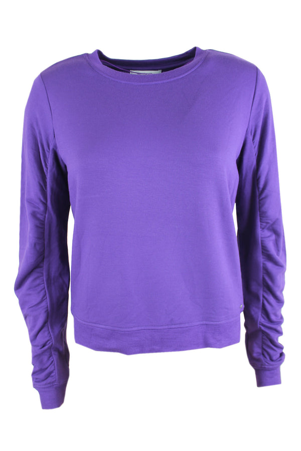 Sandwich sweatshirt verkrijgbaar in paars en beige.