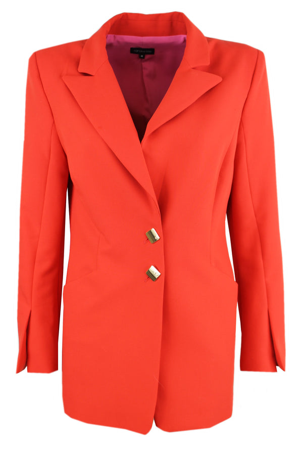 Caroline Biss rode gevoerde blazer.