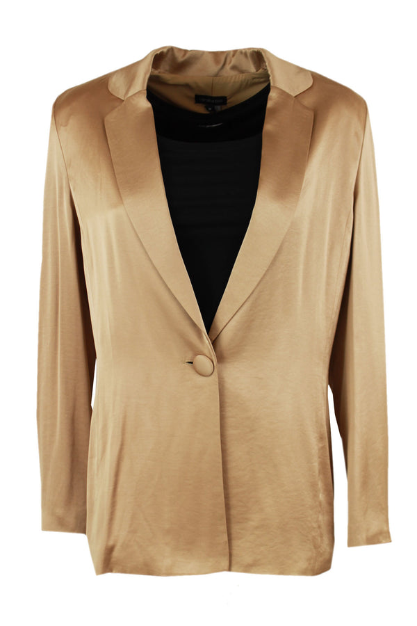 Caroline Biss blazer verkrijgbaar in de kleuren goud en chocolade bruin.