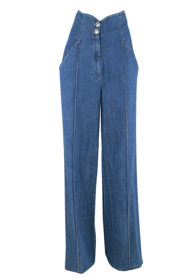 Caroline Biss denim met rechte ruime pijpen.