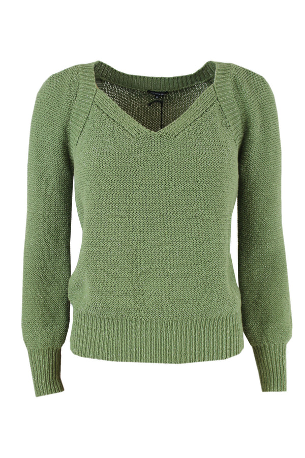 Caroline Biss trui verkrijgbaar in de kleuren groen en beige.