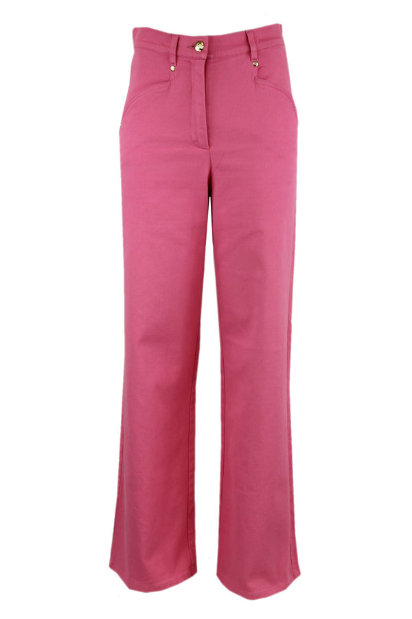 Caroline Biss roze flared denim.