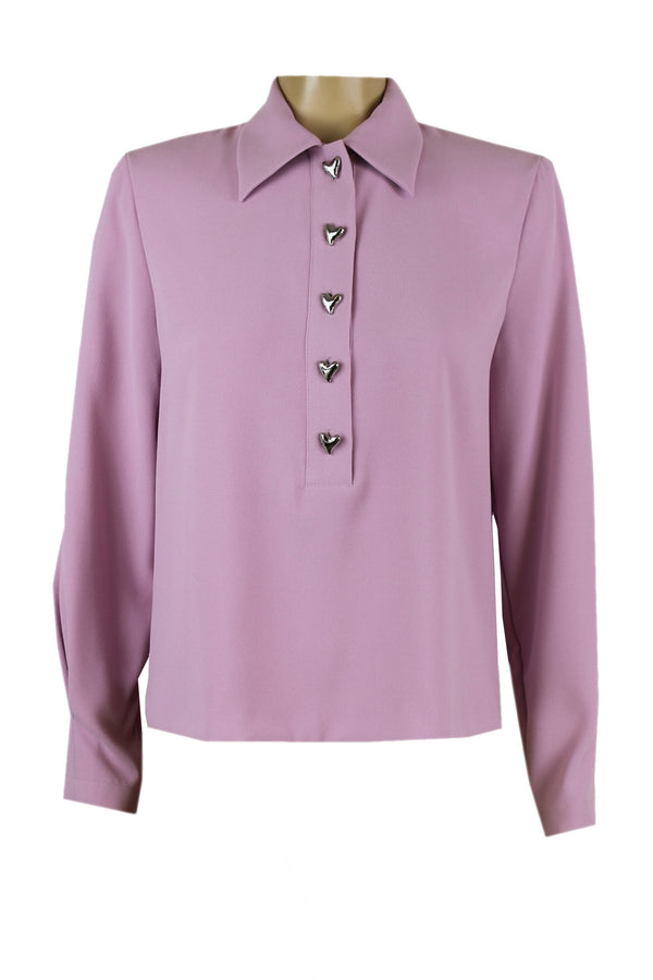 Caroline Biss blouse met luxe zilverkleurige knopen.