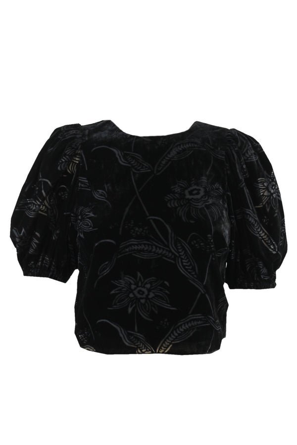 Ted Baker Velvet puff sleeve boxy top.