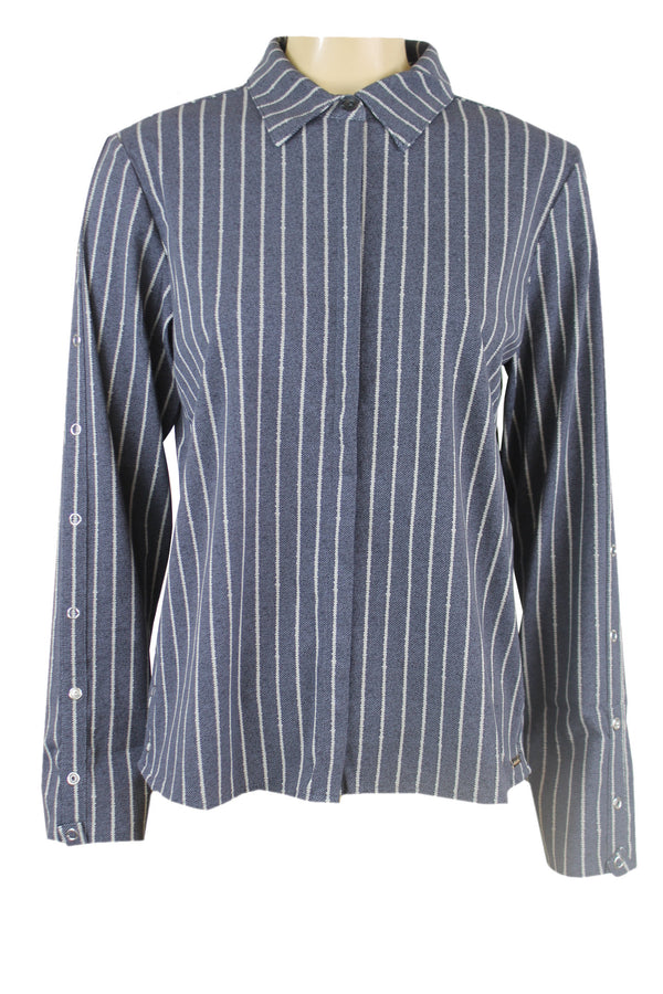 Kimara dotted pinstripe blouse Chevy.