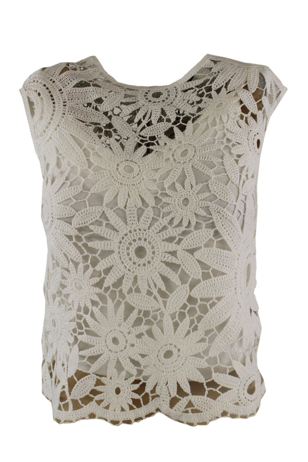 Ted Baker Crochet knit top ivory.