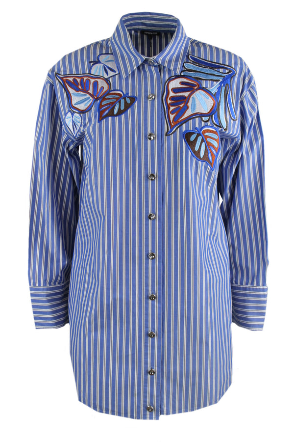 Caroline Biss gestreepte blouse met prachtige details.