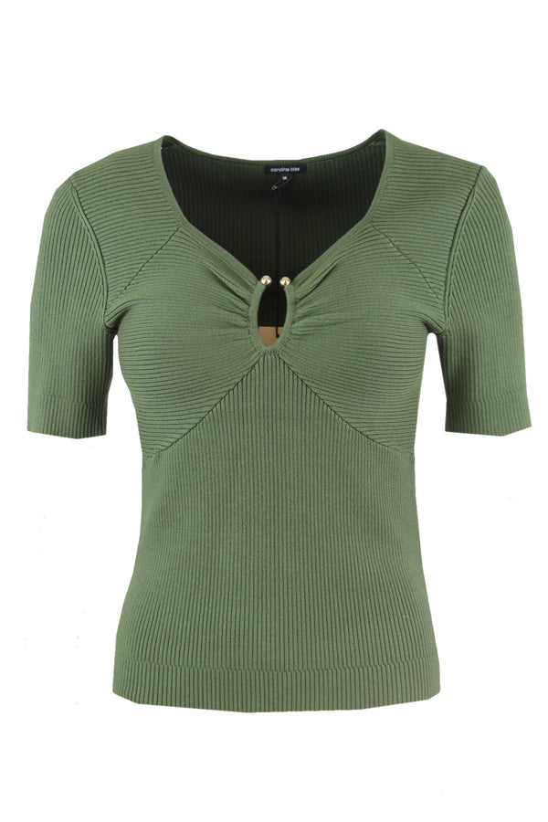 Caroline Biss trui met een goudkleurig detail.