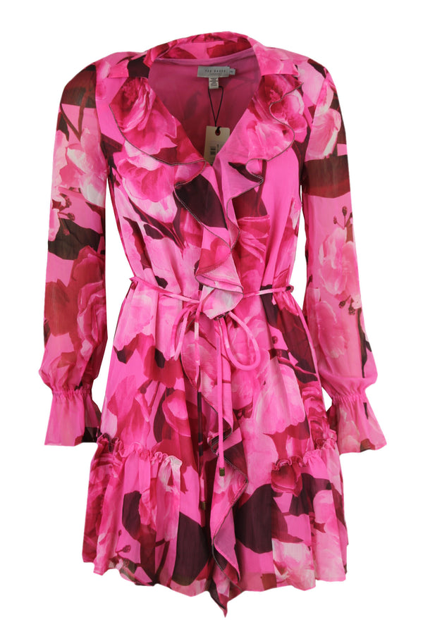 Ted Baker Ruffle mini dress with metal ball.