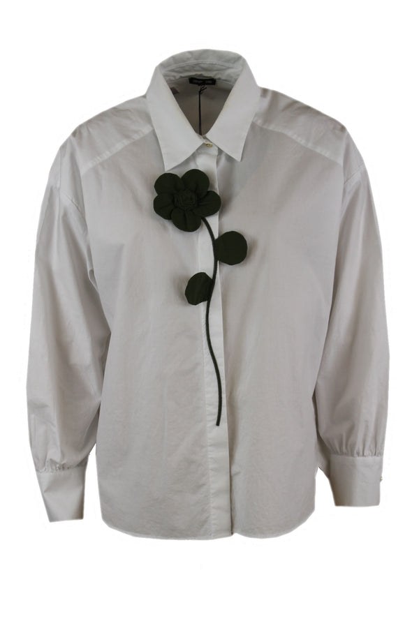 Caroline Biss blouse met bloem van 100% katoen.