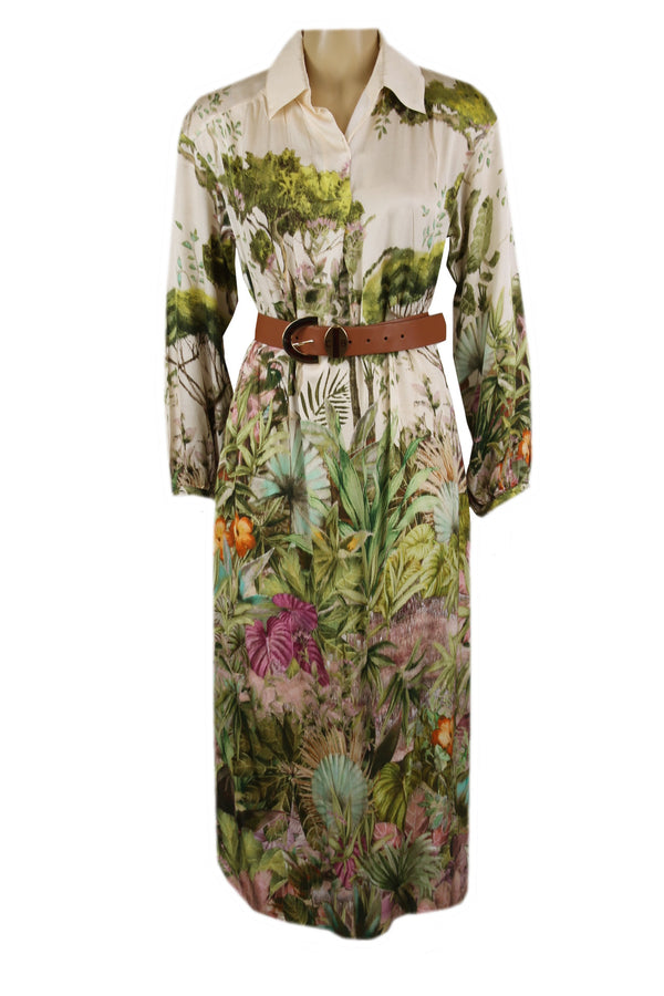 Caroline Biss jurk met riem van 100% viscose.