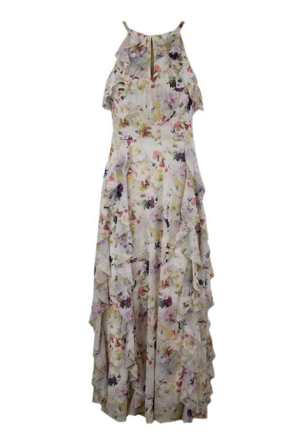 Ted Baker Halterneck midi-dress with ruffles.