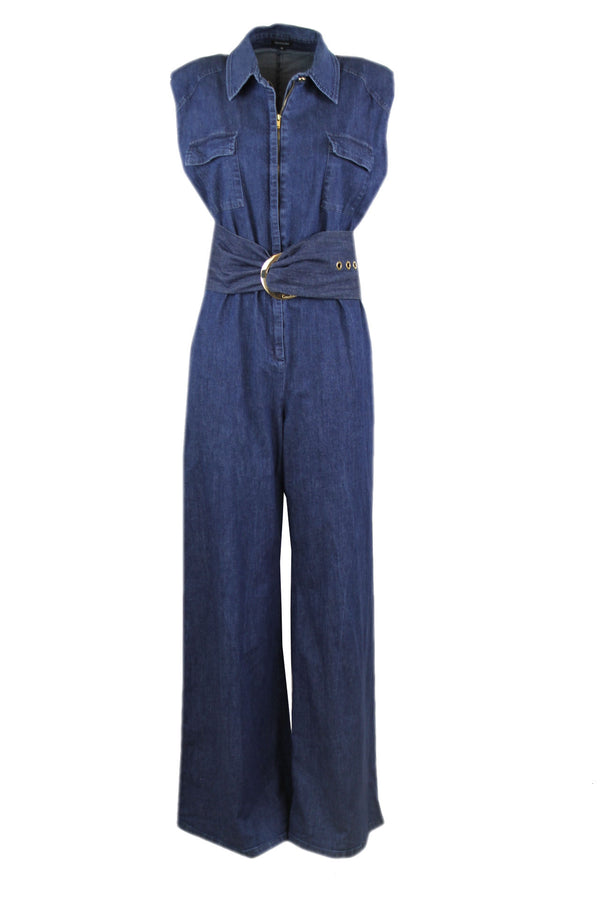 Caroline Biss denim jumpsuit.