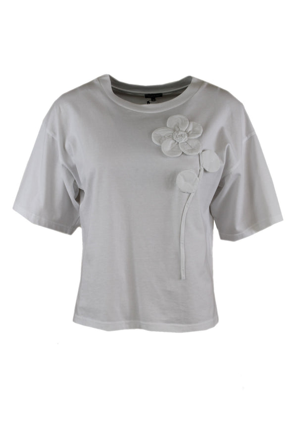 Caroline Biss wit shirt met bloem van 100% katoen.