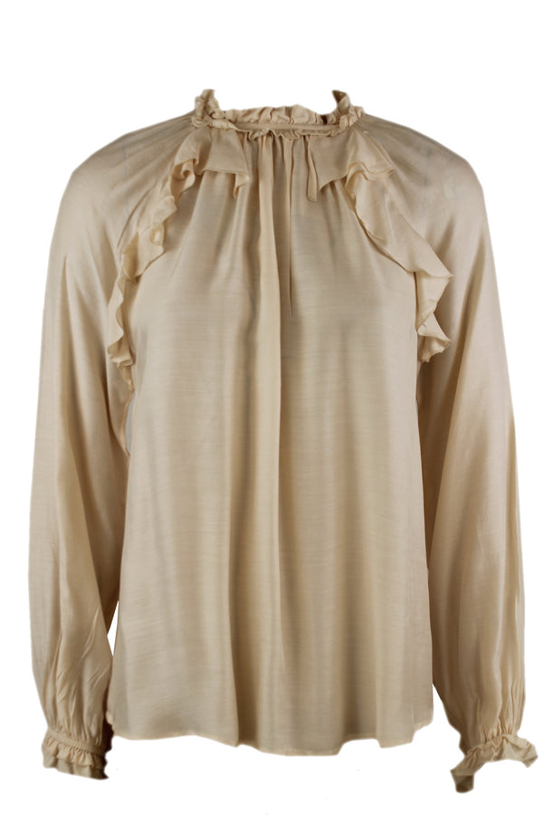 Caroline Biss blouse met sierstroken.