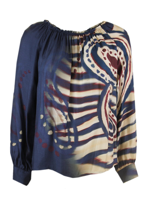 Caroline Biss blouse met een elastische ruime hals.