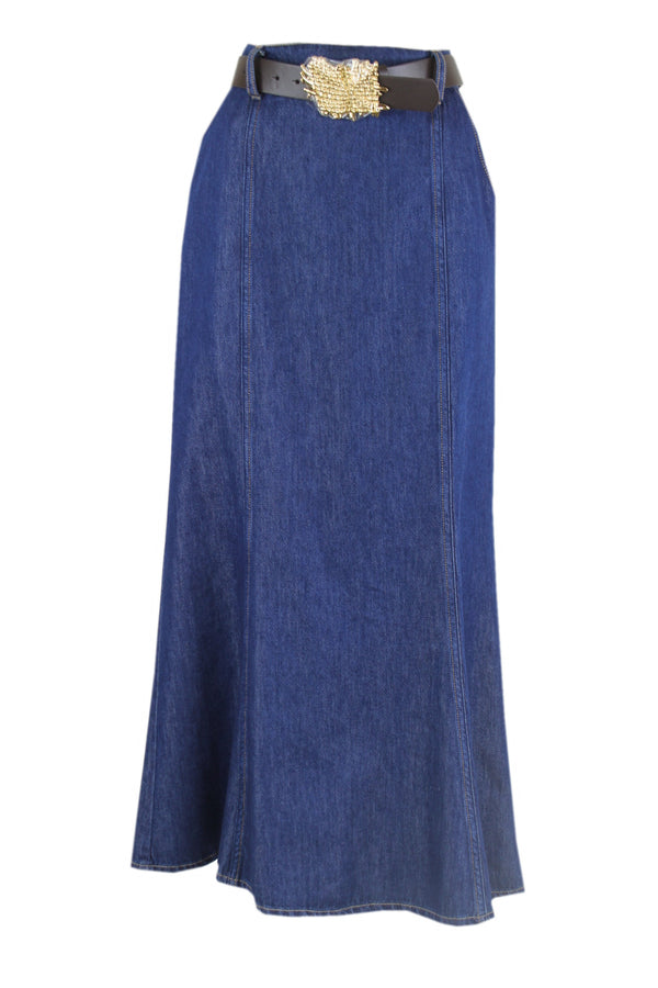 Caroline Biss denim rok met een riem.