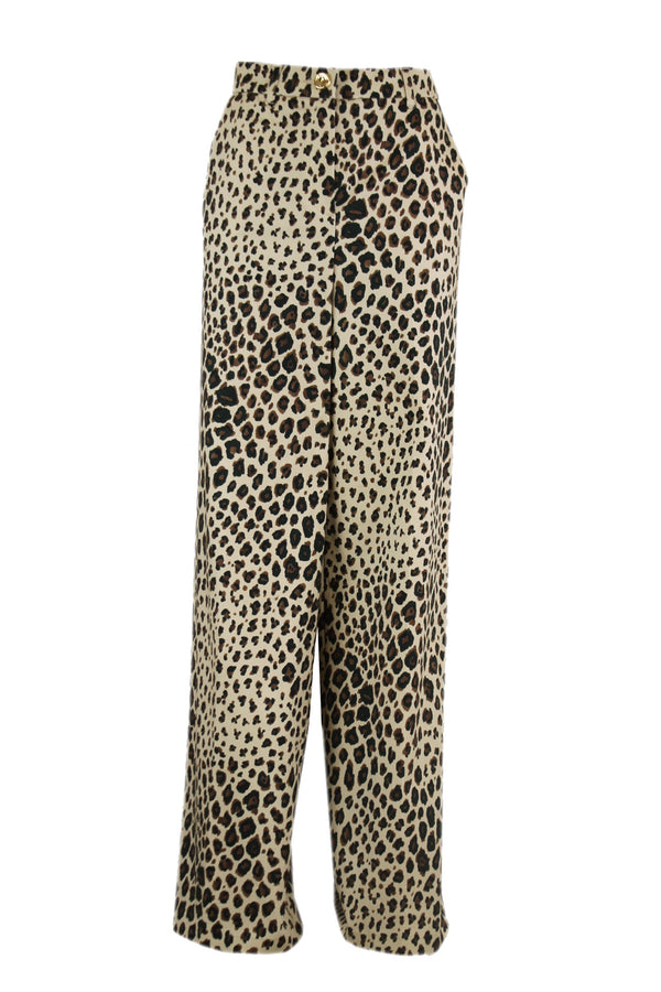 Caroline Biss beige flared broek met een bruine print.