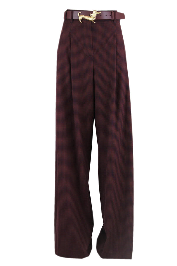 Caroline Biss bandplooi broek in kleine ruit.