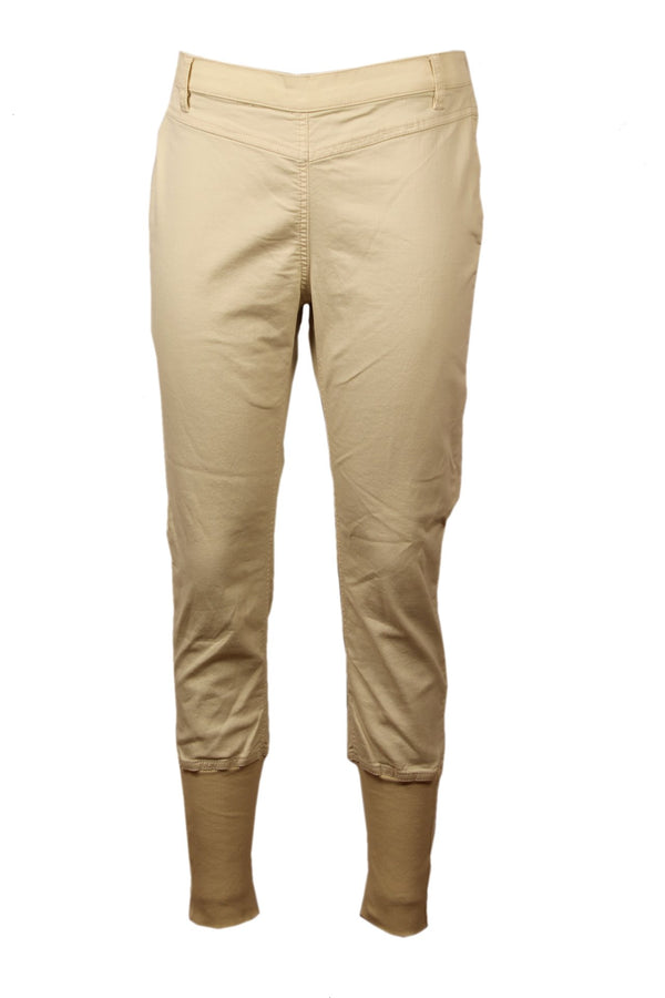 Sandwich broek met smalle pijpen en tricot onderkant.