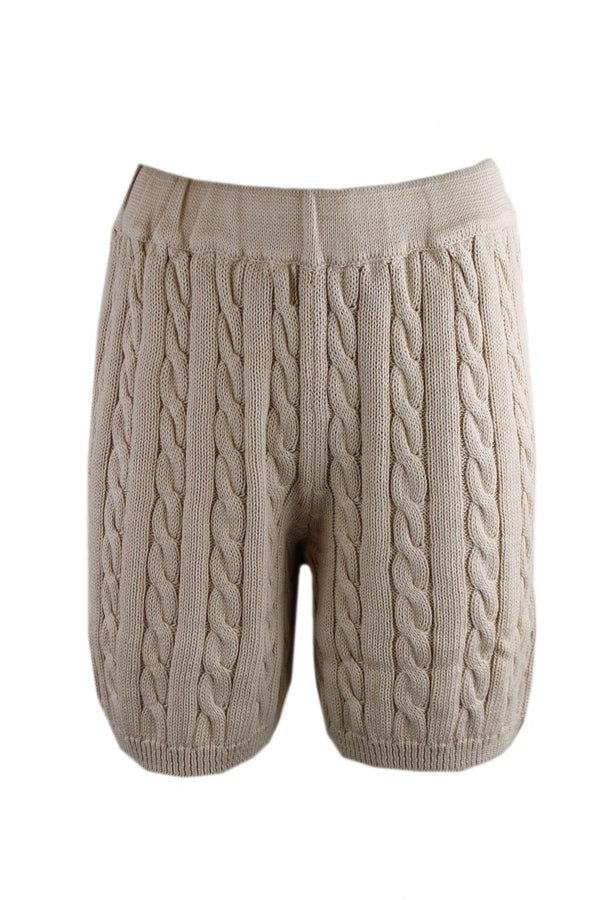 Amaya zandkleurige gebreide short.
