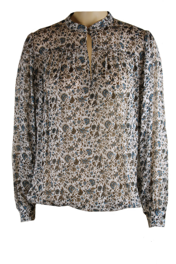 Summum multicolor blouse met gepofte schouders.