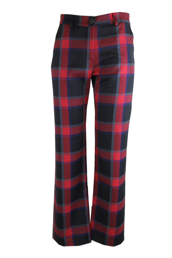 Amaya multicolor geruite broek met rechte ruime pijpen.