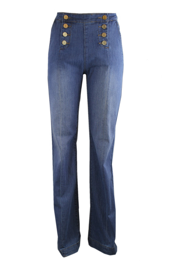Summum, Blue Daze denim met rechte ruime pijpen.