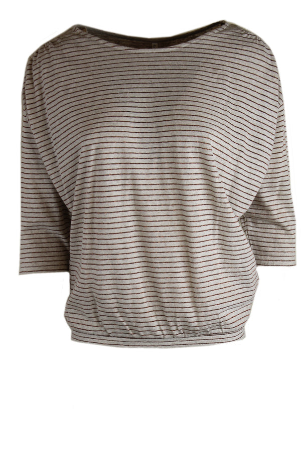 Summum shirt met koperkleurige glansstreep.