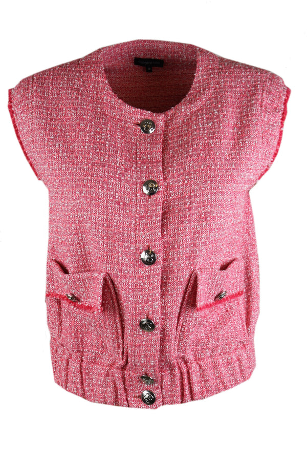 Caroline Biss gilet met zilverkleurige knopen.