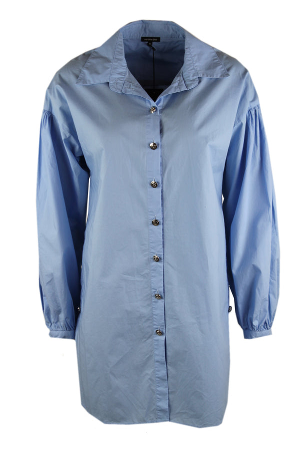 Caroline Biss lange blouse met open zijkanten met knopen.