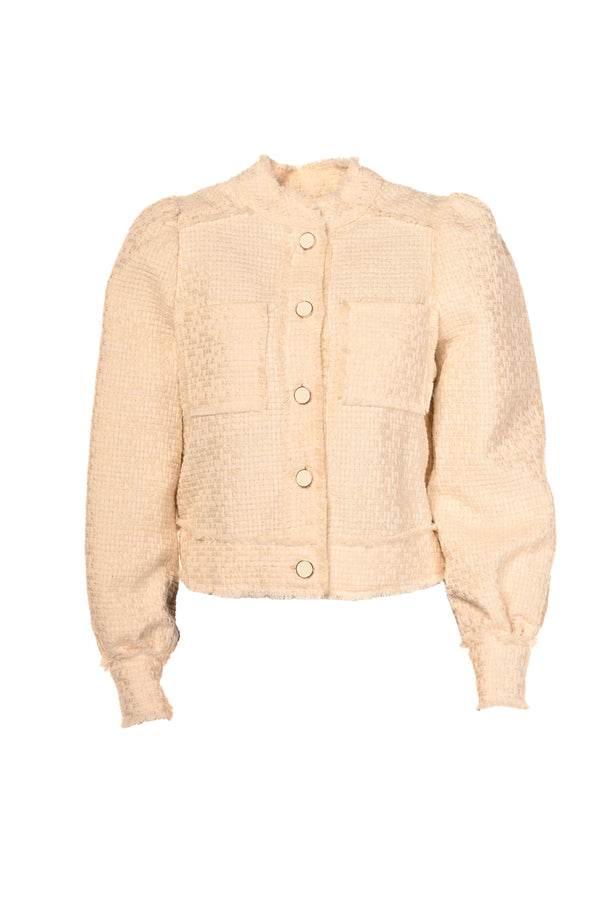 Summum gevoerde roomwitte blazer met reliëf.