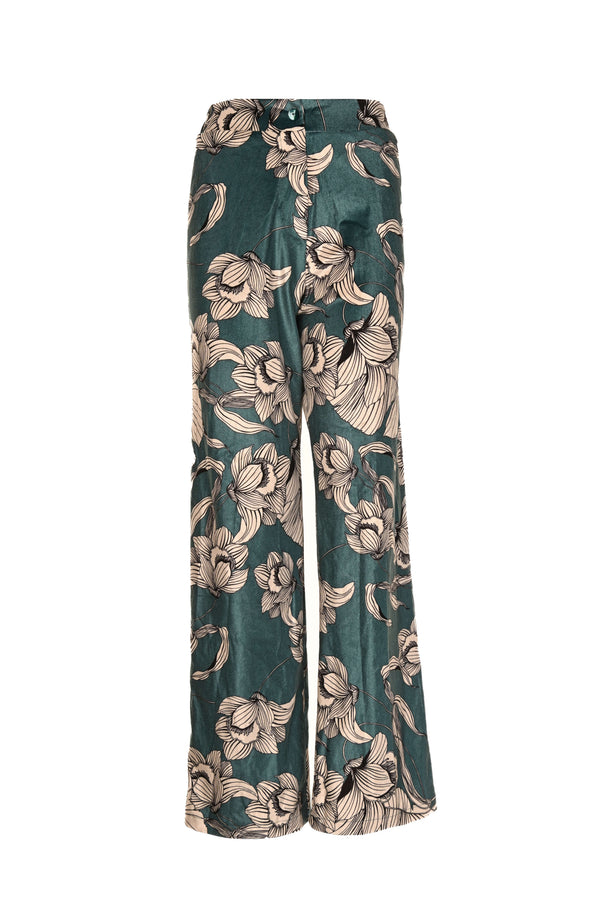 Amaya broek in fluweellook met rechte pijpen.