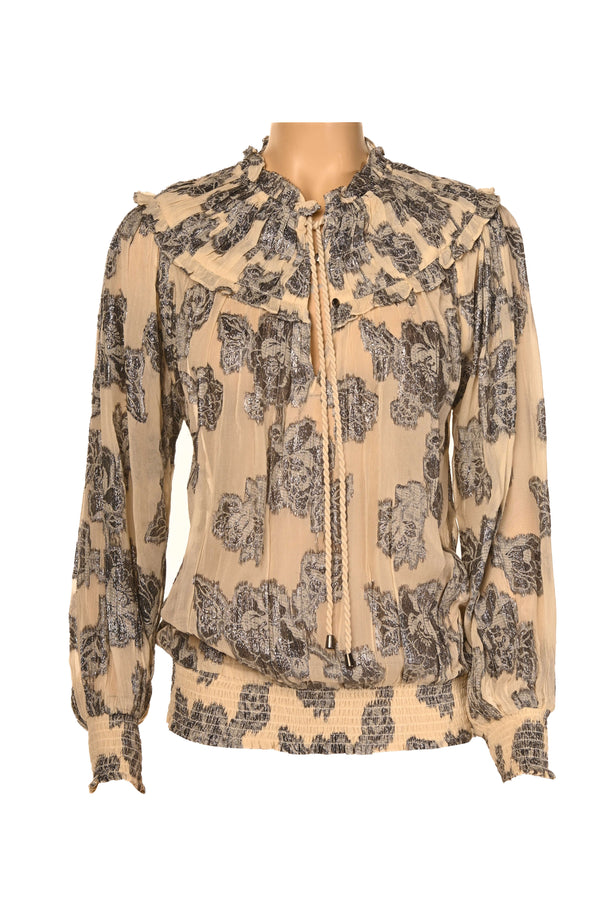 Summum blouse met luxe zilverkleurige print.